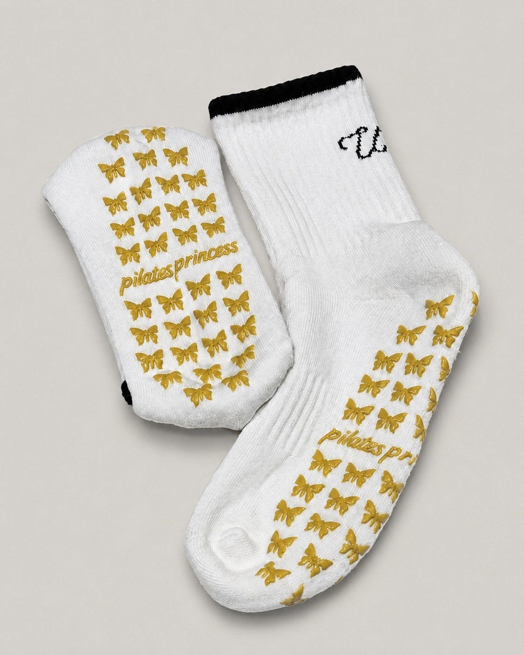 Golden Butterfly Pilates Grip Socks