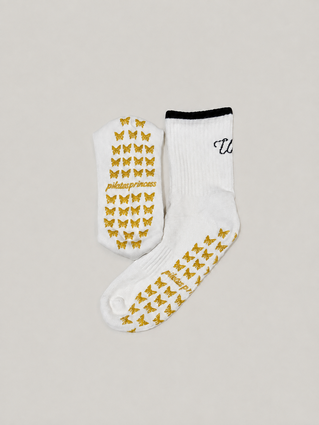 Golden Butterfly Pilates Grip Socks
